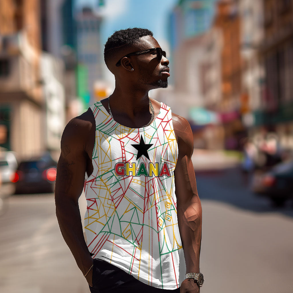 Custom Ghana Football 2026 Men Tank Top Black Stars Never Fall White Version