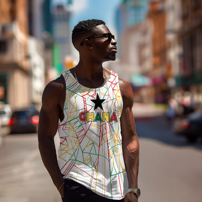 Custom Ghana Football 2026 Men Tank Top Black Stars Never Fall White Version