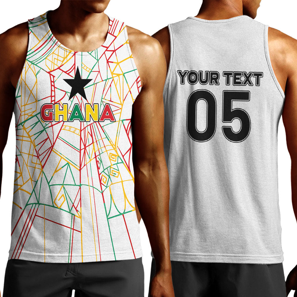 Custom Ghana Football 2026 Men Tank Top Black Stars Never Fall White Version