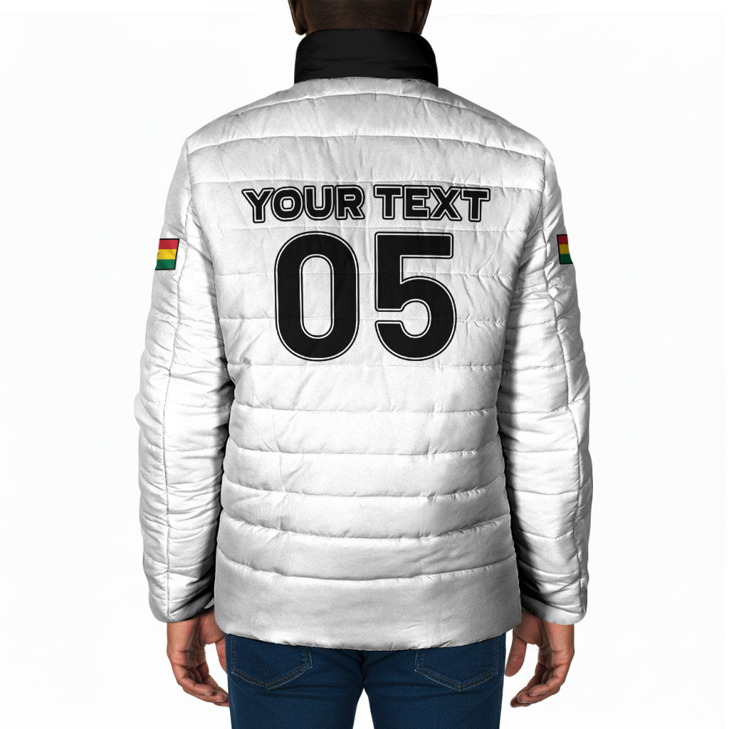 Custom Ghana Football 2026 Padded Jacket Black Stars Never Fall White Version