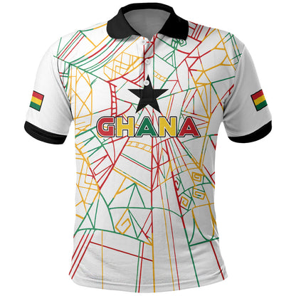 Custom Ghana Football 2026 Polo Shirt Black Stars Never Fall White Version
