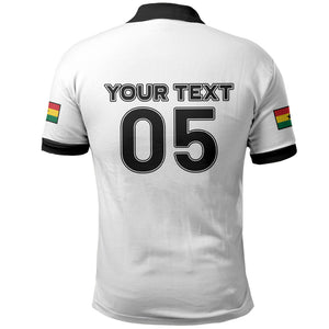 Custom Ghana Football 2026 Polo Shirt Black Stars Never Fall White Version