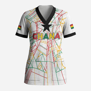 Custom Ghana Football 2026 Scrub Top Black Stars Never Fall White Version