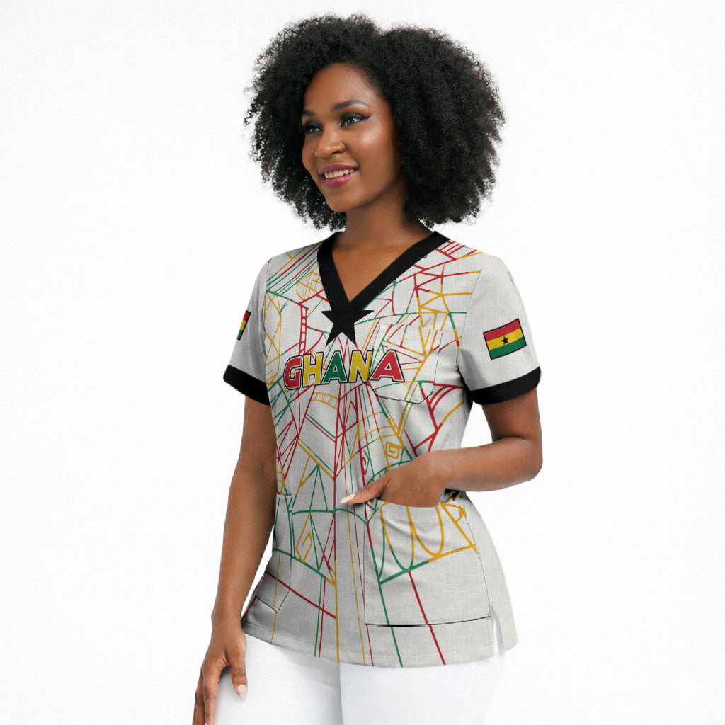 Custom Ghana Football 2026 Scrub Top Black Stars Never Fall White Version