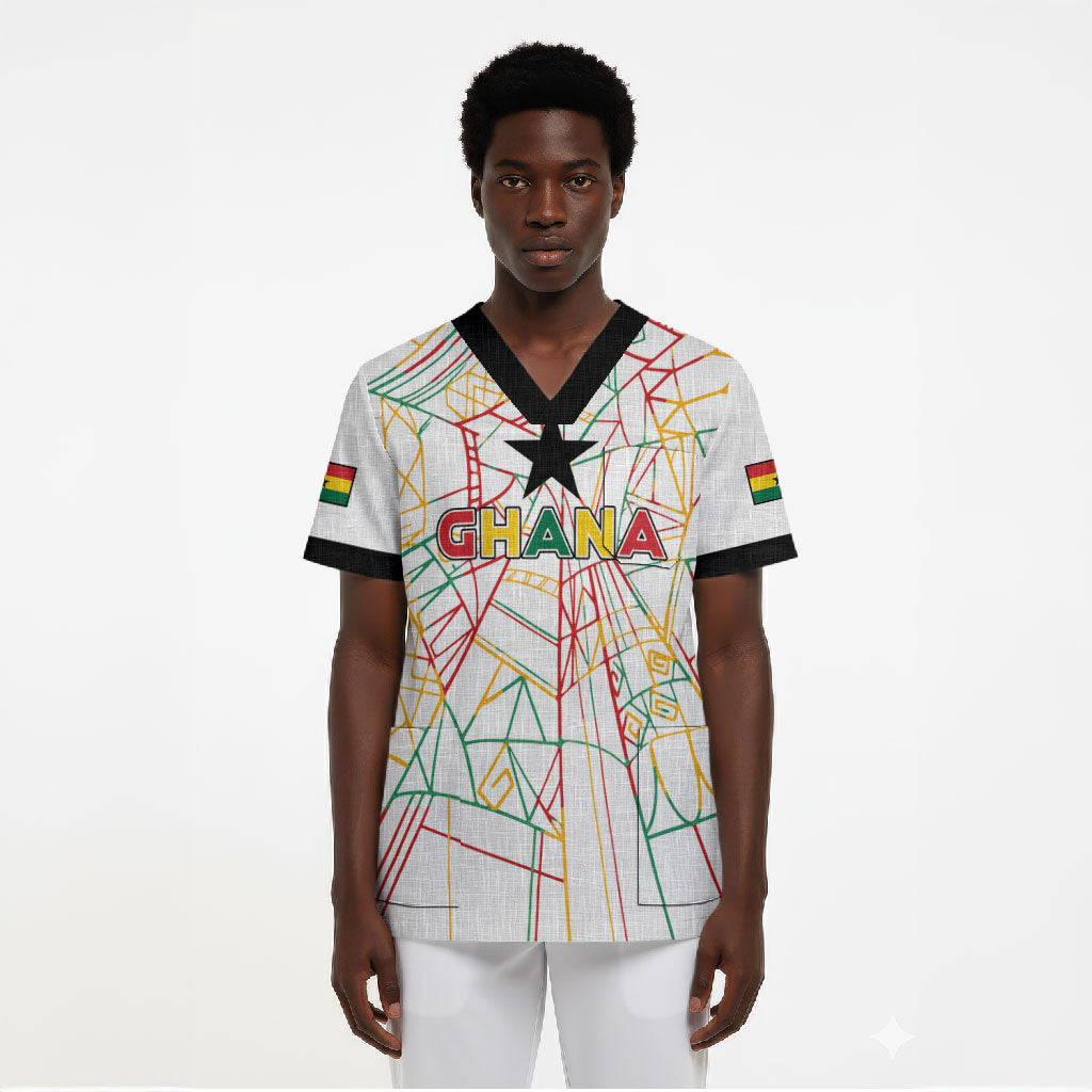 Custom Ghana Football 2026 Scrub Top Black Stars Never Fall White Version
