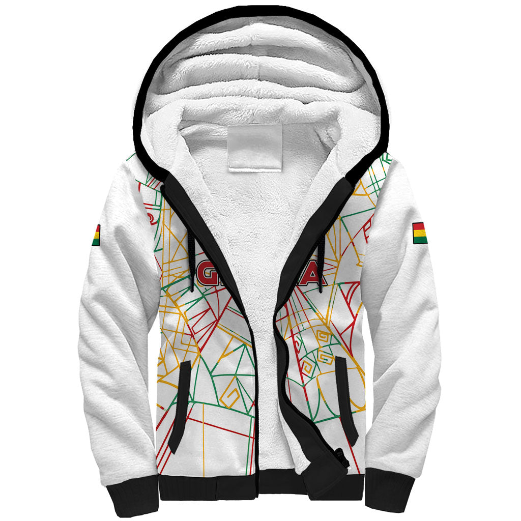 Custom Ghana Football 2026 Sherpa Hoodie Black Stars Never Fall White Version