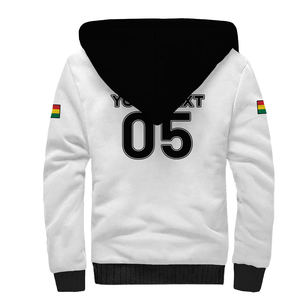 Custom Ghana Football 2026 Sherpa Hoodie Black Stars Never Fall White Version