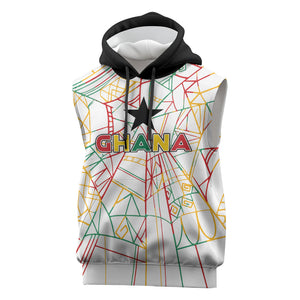 Custom Ghana Football 2026 Sleeveless Hoodie Black Stars Never Fall White Version