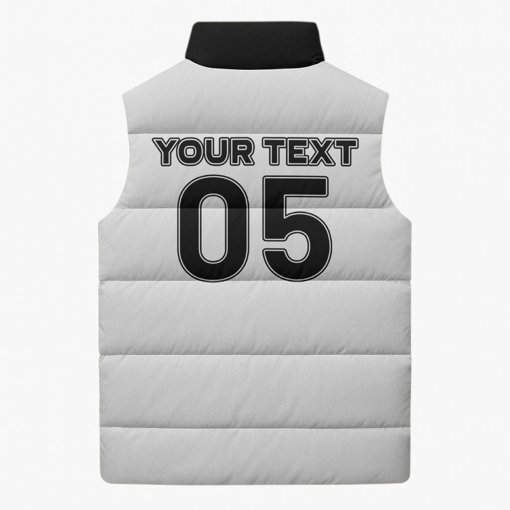 Custom Ghana Football 2026 Sleeveless Puffer Jacket Black Stars Never Fall White Version