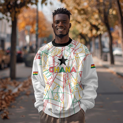 Custom Ghana Football 2026 Sweatshirt Black Stars Never Fall White Version