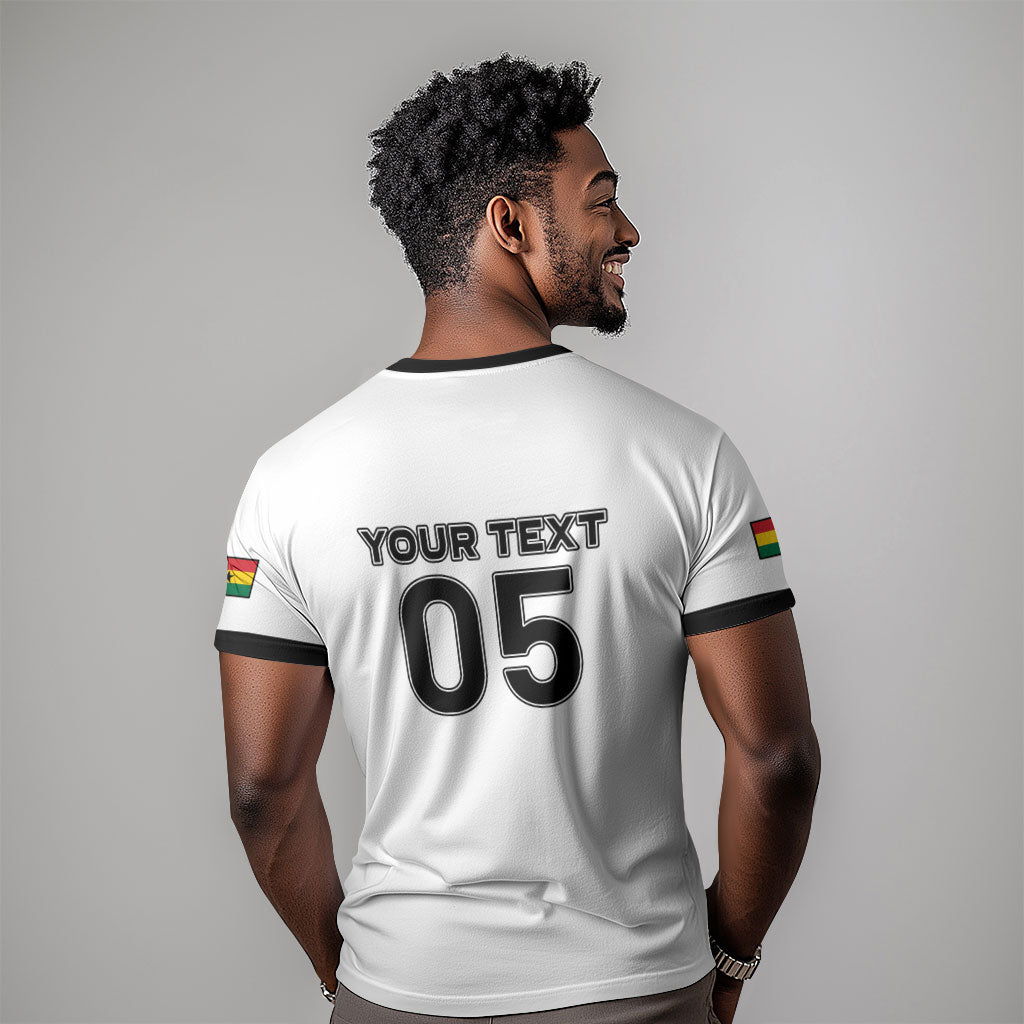 Custom Ghana Football 2026 T shirt Black Stars Never Fall White Version