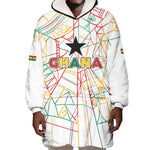 Custom Ghana Football 2026 Wearable Blanket Hoodie Black Stars Never Fall White Version