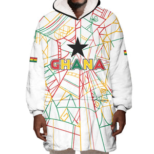Custom Ghana Football 2026 Wearable Blanket Hoodie Black Stars Never Fall White Version