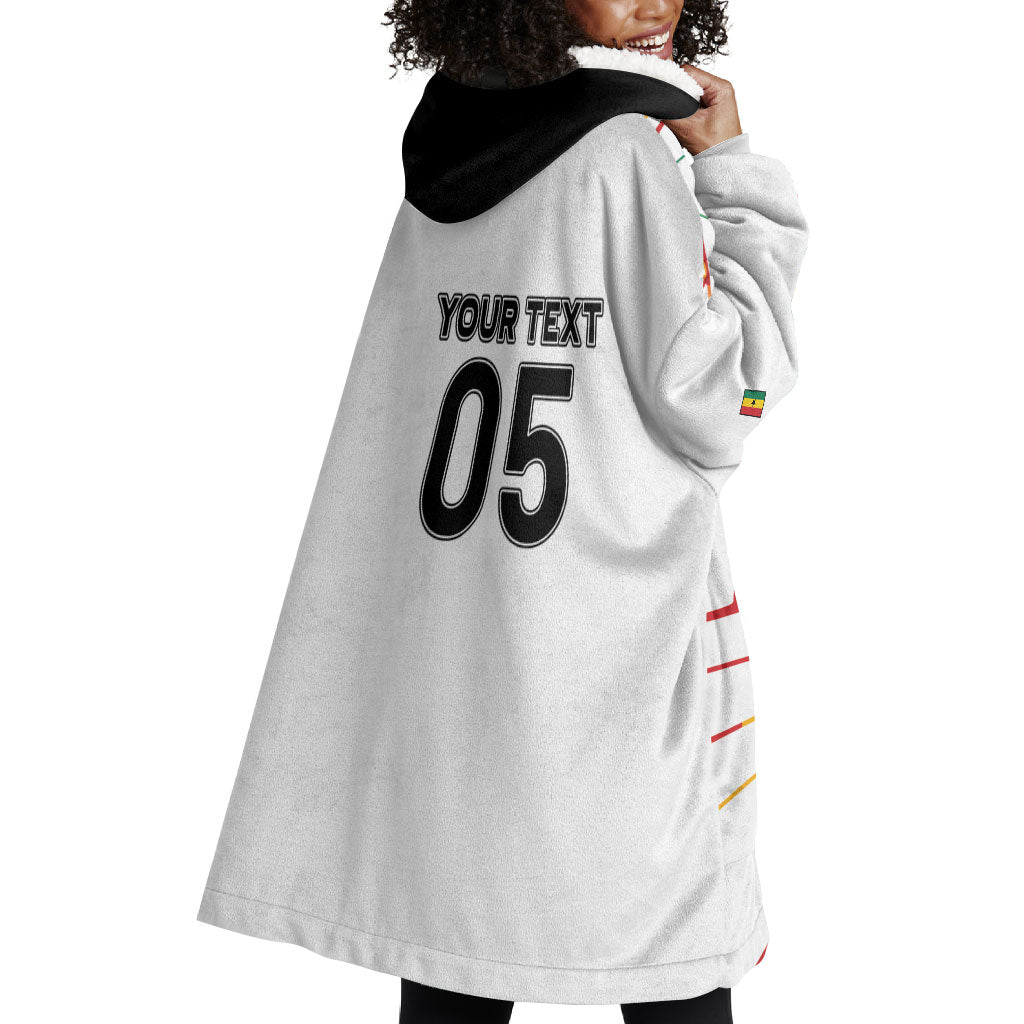 Custom Ghana Football 2026 Wearable Blanket Hoodie Black Stars Never Fall White Version