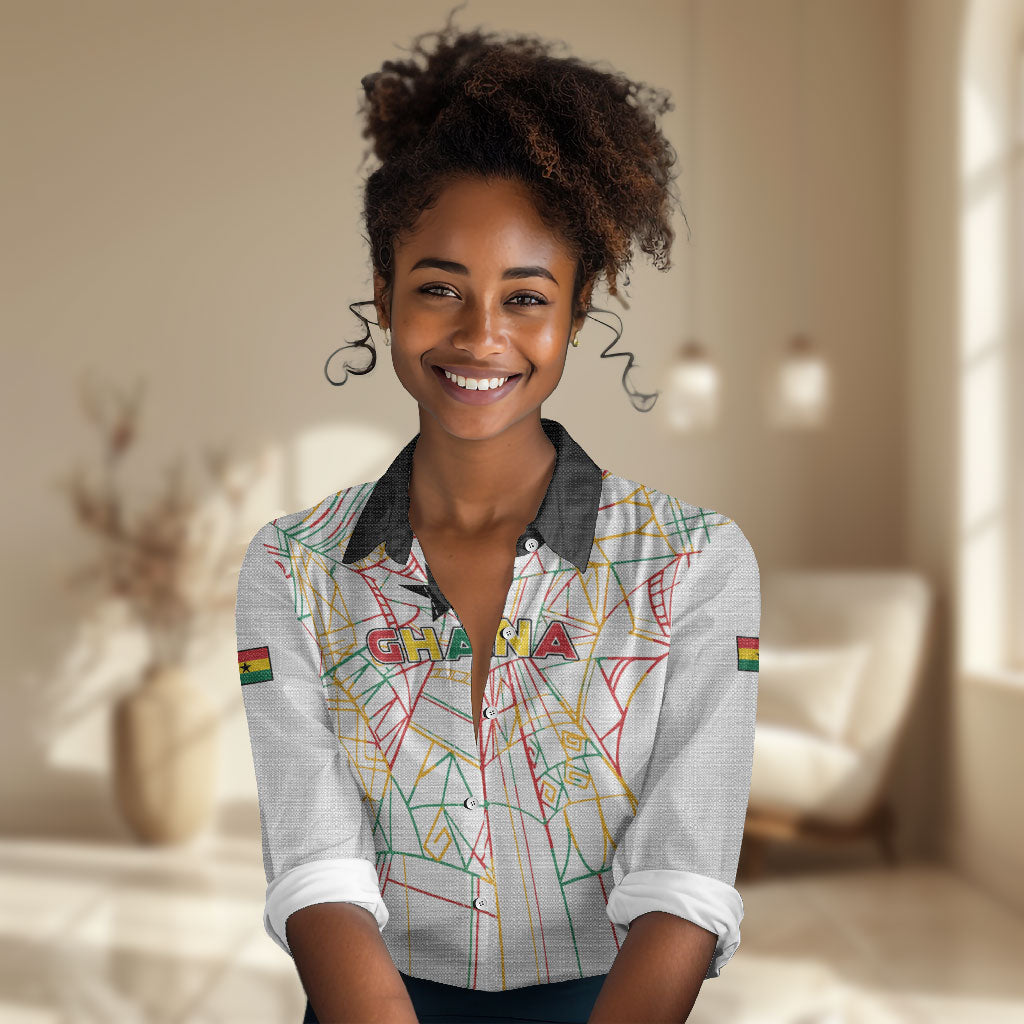 Custom Ghana Football 2026 Women Casual Shirt Black Stars Never Fall White Version