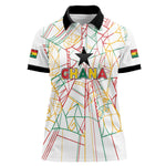 Custom Ghana Football 2026 Women Polo Shirt Black Stars Never Fall White Version