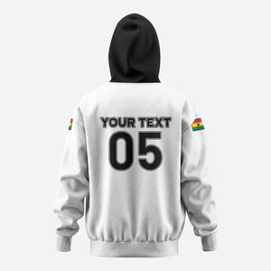 Custom Ghana Football 2026 Zip Hoodie Black Stars Never Fall White Version