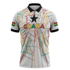 Custom Ghana Football 2026 Zipper Polo Shirt Black Stars Never Fall White Version