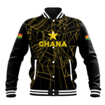 Custom Ghana Football 2026 Baseball Jacket Black Stars Never Fall Black Version
