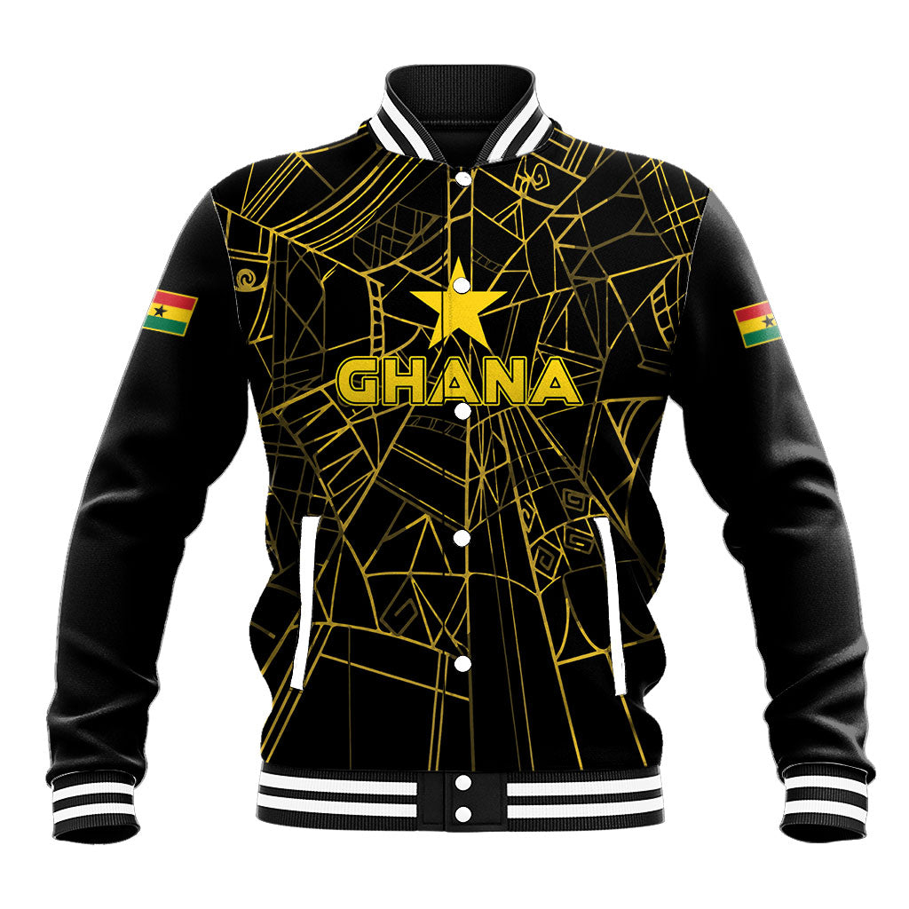 Custom Ghana Football 2026 Baseball Jacket Black Stars Never Fall Black Version