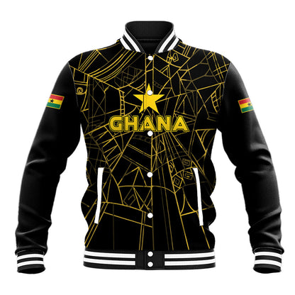 Custom Ghana Football 2026 Baseball Jacket Black Stars Never Fall Black Version
