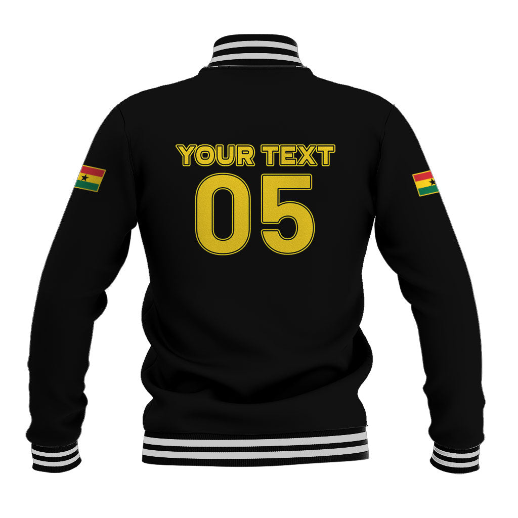 Custom Ghana Football 2026 Baseball Jacket Black Stars Never Fall Black Version