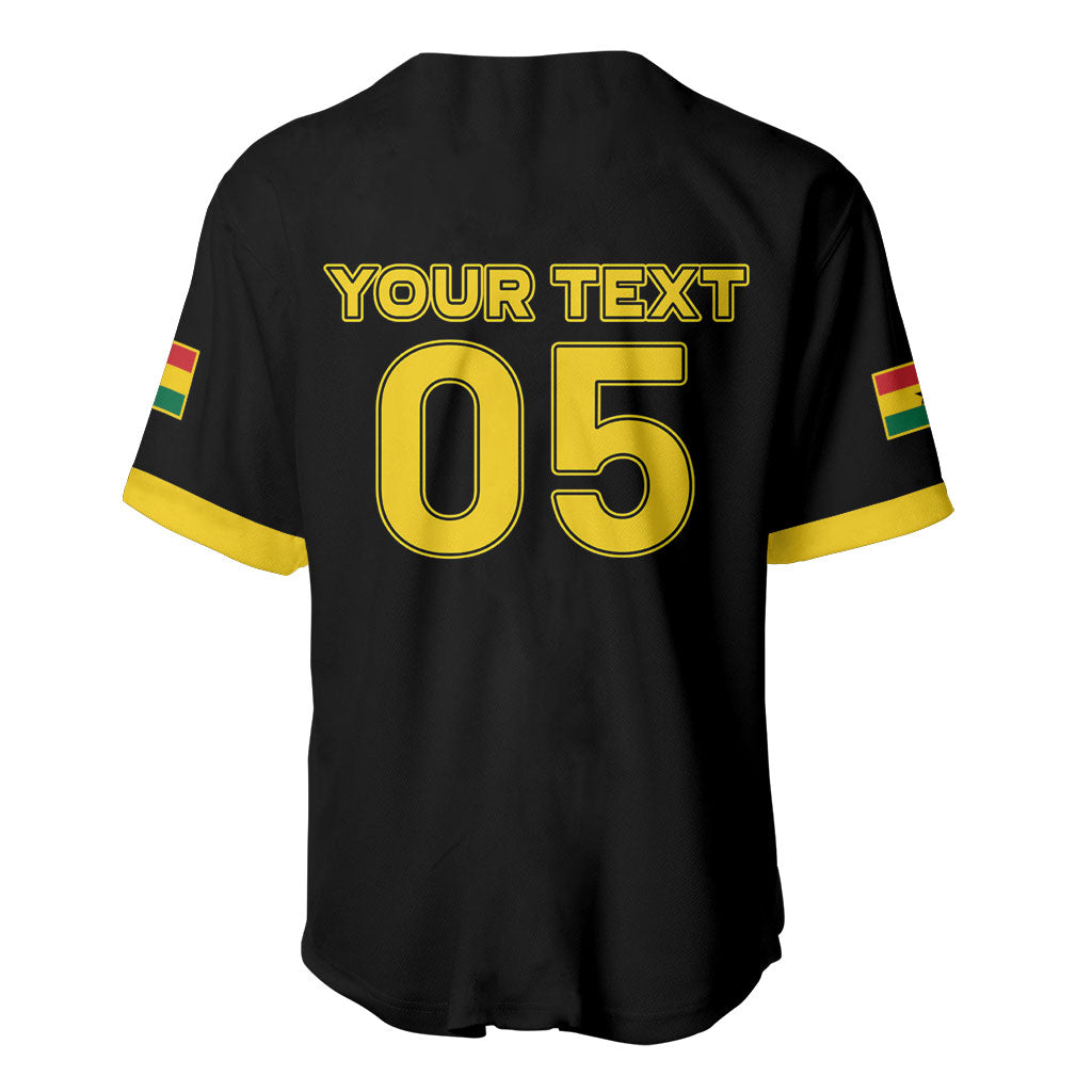 Custom Ghana Football 2026 Baseball Jersey Black Stars Never Fall Black Version