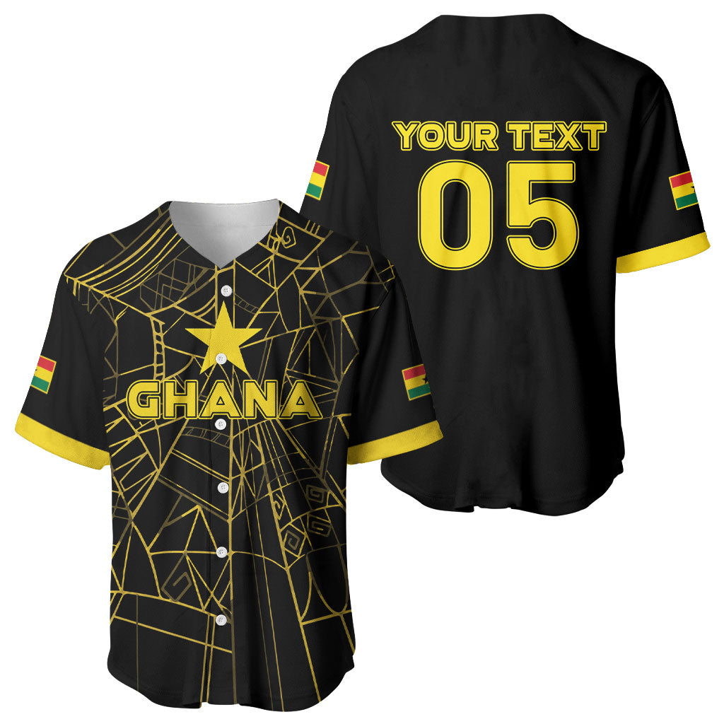Custom Ghana Football 2026 Baseball Jersey Black Stars Never Fall Black Version