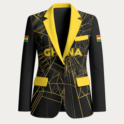 Custom Ghana Football 2026 Blazer Black Stars Never Fall Black Version