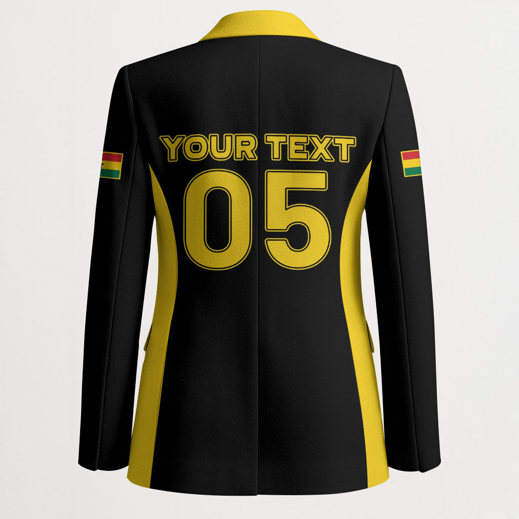 Custom Ghana Football 2026 Blazer Black Stars Never Fall Black Version