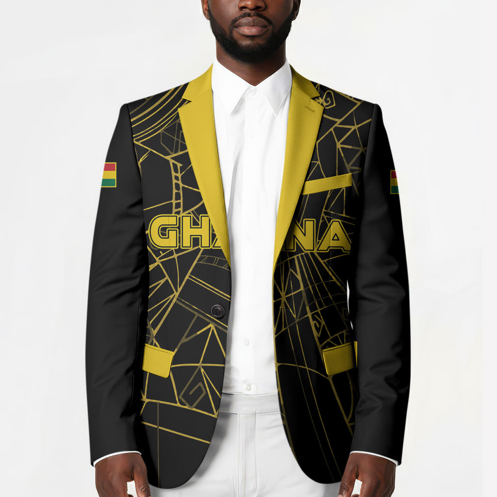Custom Ghana Football 2026 Blazer Black Stars Never Fall Black Version