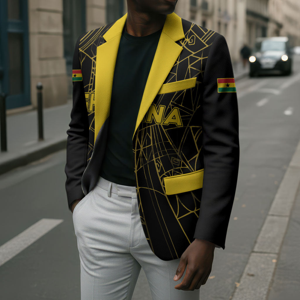 Custom Ghana Football 2026 Blazer Black Stars Never Fall Black Version