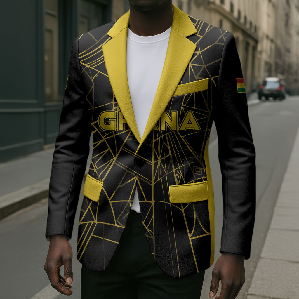 Custom Ghana Football 2026 Blazer Black Stars Never Fall Black Version