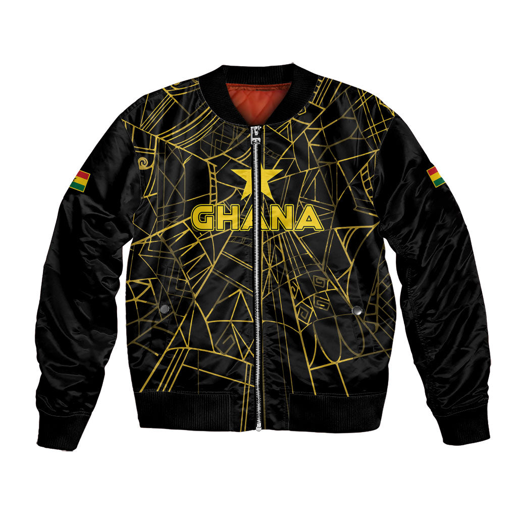 Custom Ghana Football 2026 Bomber Jacket Black Stars Never Fall Black Version