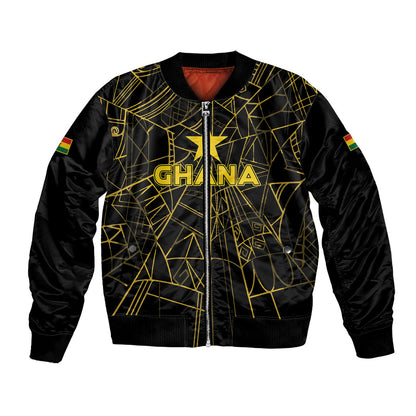 Custom Ghana Football 2026 Bomber Jacket Black Stars Never Fall Black Version