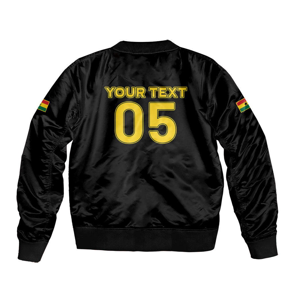 Custom Ghana Football 2026 Bomber Jacket Black Stars Never Fall Black Version