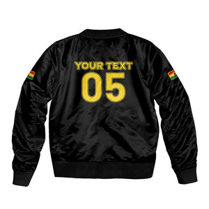 Custom Ghana Football 2026 Bomber Jacket Black Stars Never Fall Black Version