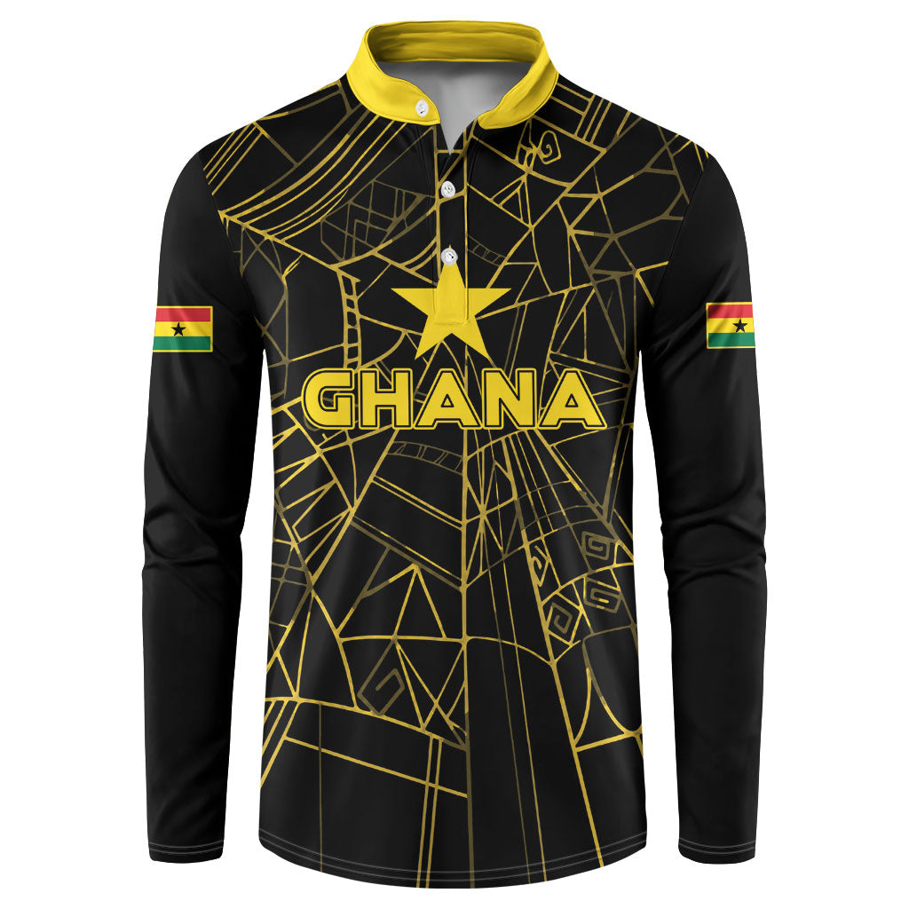 Custom Ghana Football 2026 Button Sweatshirt Black Stars Never Fall Black Version