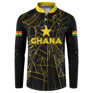 Custom Ghana Football 2026 Button Sweatshirt Black Stars Never Fall Black Version