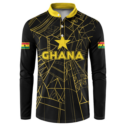 Custom Ghana Football 2026 Button Sweatshirt Black Stars Never Fall Black Version