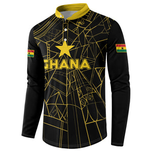 Custom Ghana Football 2026 Button Sweatshirt Black Stars Never Fall Black Version