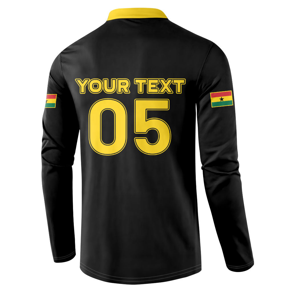 Custom Ghana Football 2026 Button Sweatshirt Black Stars Never Fall Black Version