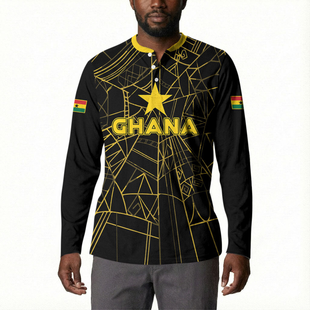 Custom Ghana Football 2026 Button Sweatshirt Black Stars Never Fall Black Version