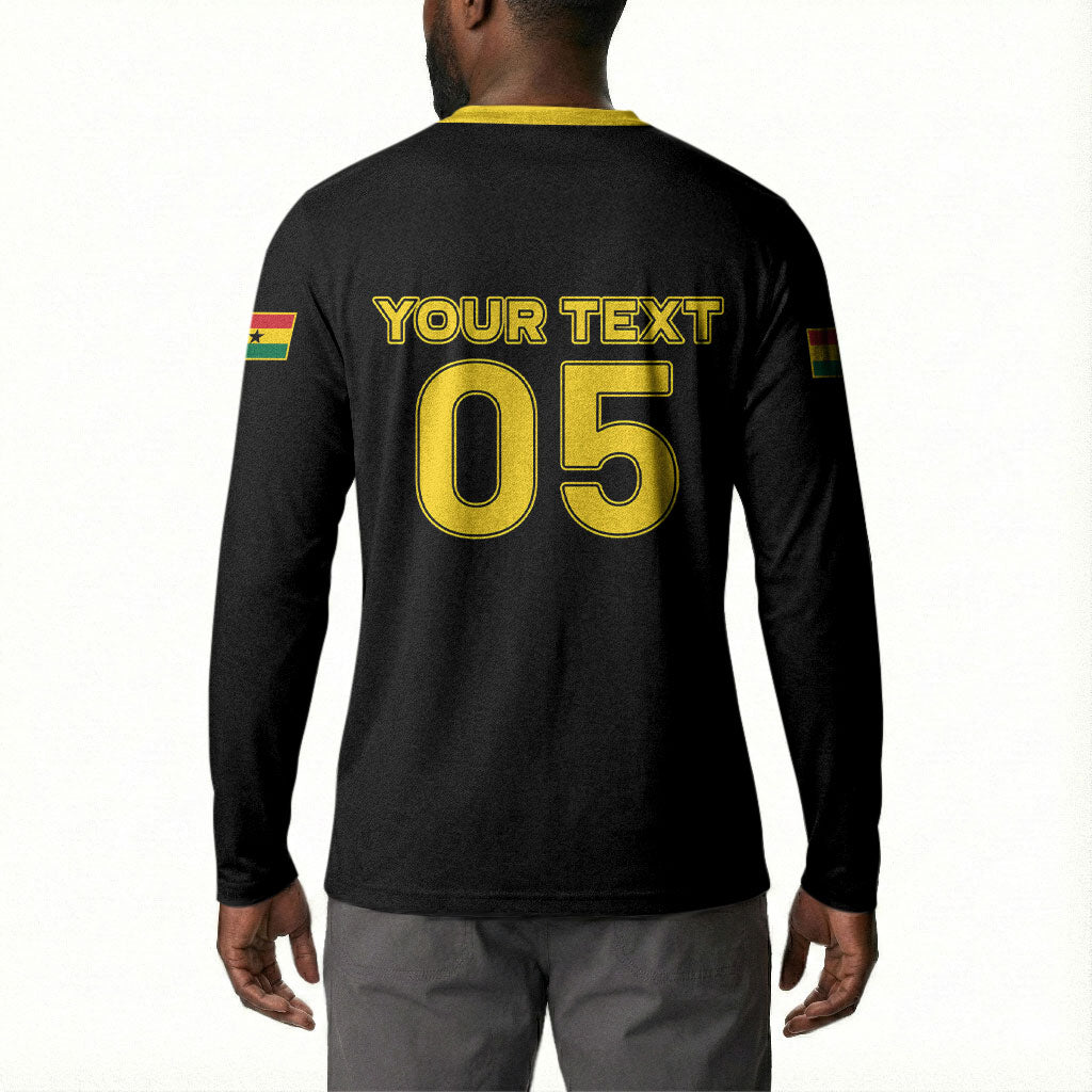 Custom Ghana Football 2026 Button Sweatshirt Black Stars Never Fall Black Version