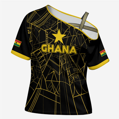 Custom Ghana Football 2026 Cross Shoulder Shirt Black Stars Never Fall Black Version
