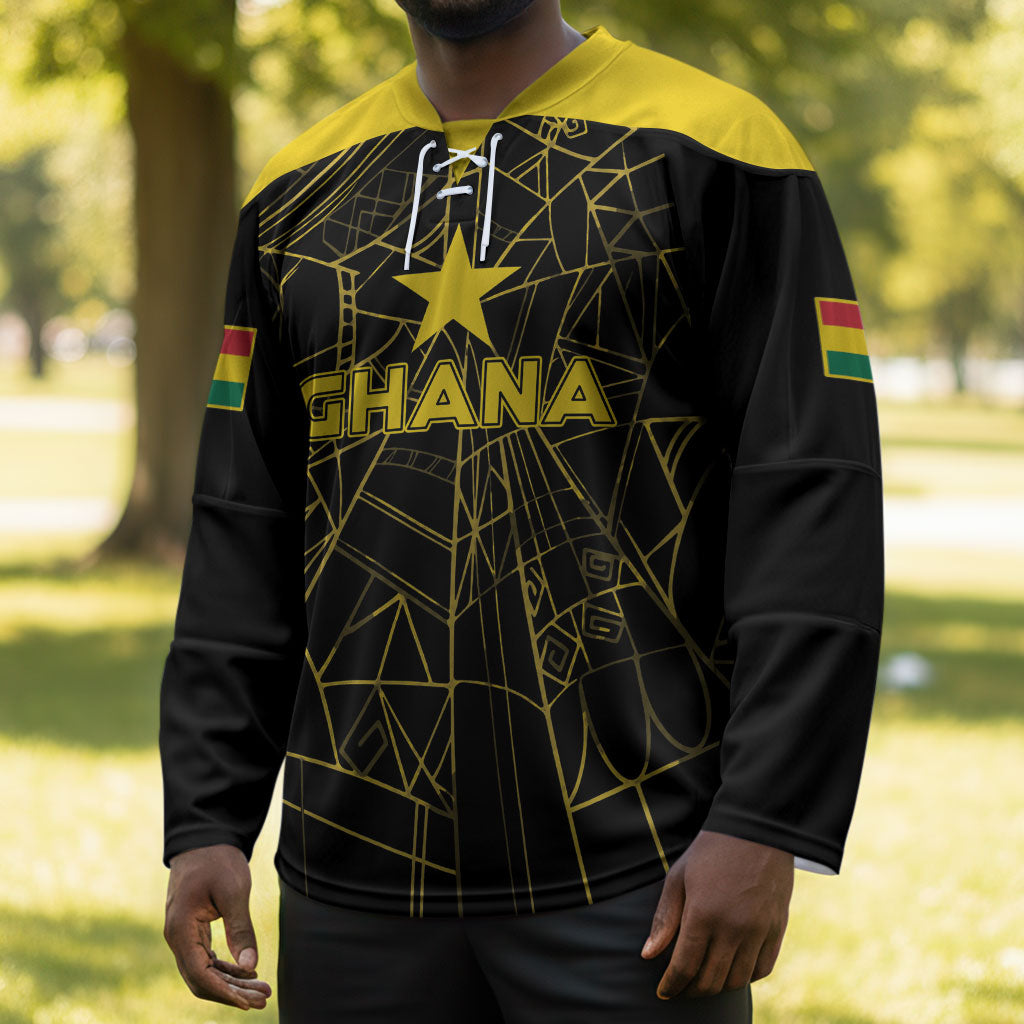 Custom Ghana Football 2026 Hockey Jersey Black Stars Never Fall Black Version