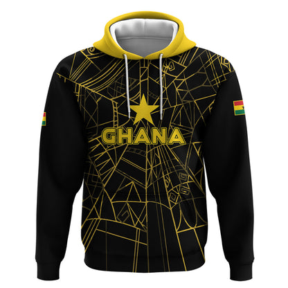 Custom Ghana Football 2026 Hoodie Black Stars Never Fall Black Version