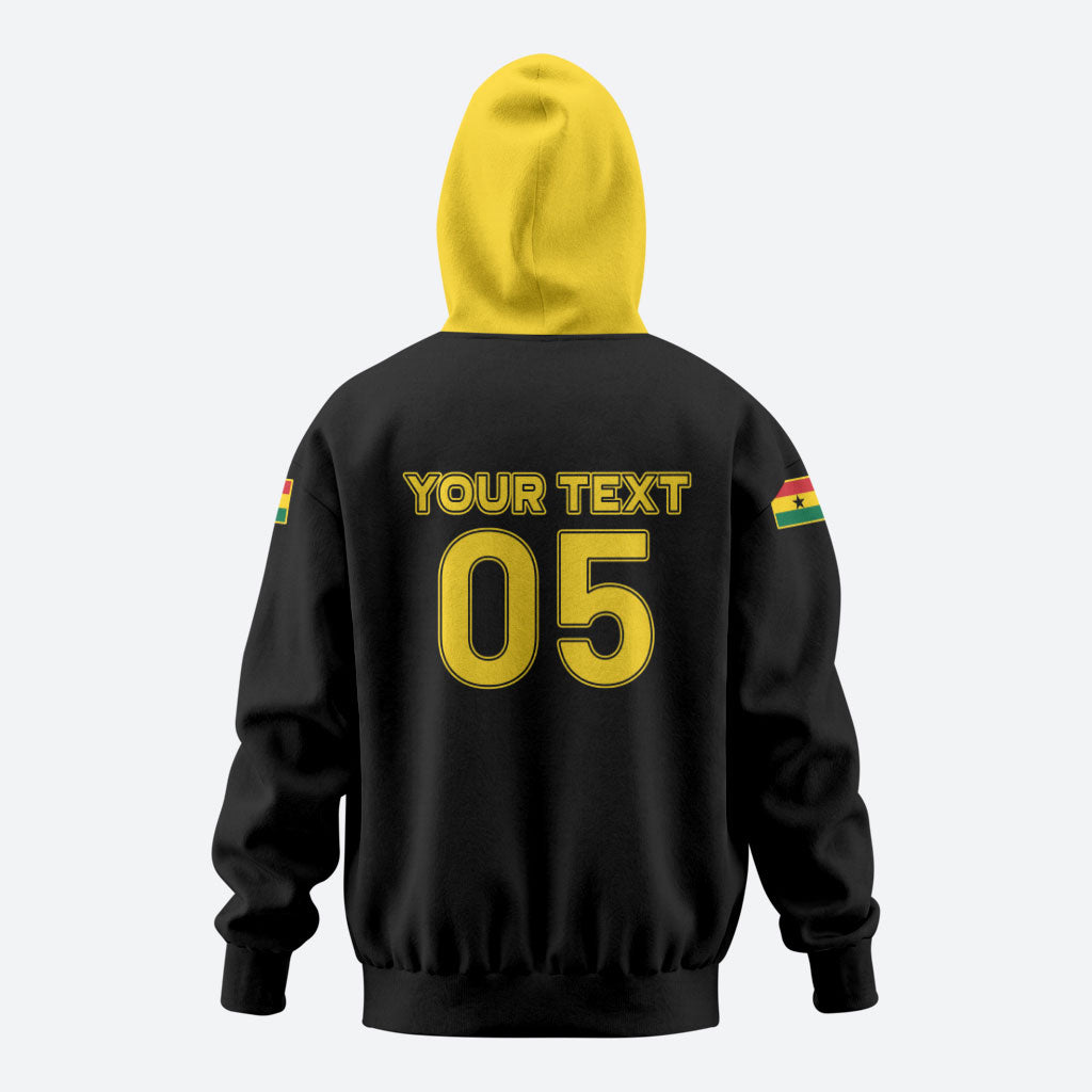 Custom Ghana Football 2026 Hoodie Black Stars Never Fall Black Version