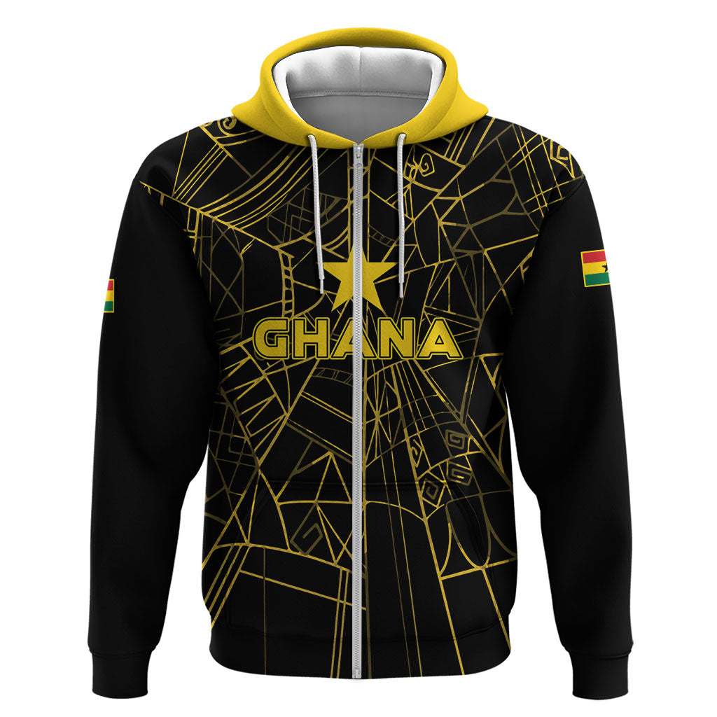 Custom Ghana Football 2026 Hoodie Black Stars Never Fall Black Version