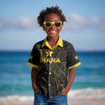 Custom Ghana Football 2026 Kid Hawaiian Shirt Black Stars Never Fall Black Version